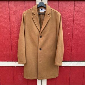 Topman Coat - Camel Wool Overcoat Brown